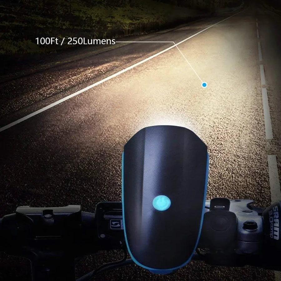 1-Piece Rechargeable Bicycle Headlight with Horn