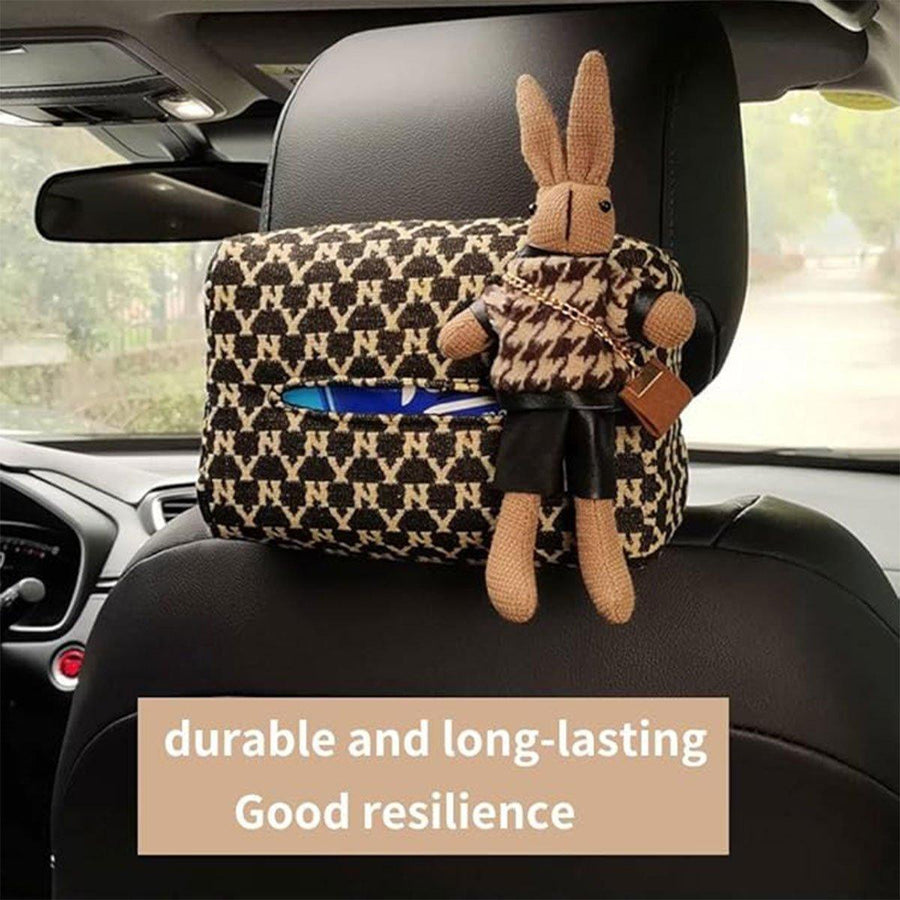 Car Tissue Box Cute Fabric Hanging Box for Car and Living Room Tissue Organizer