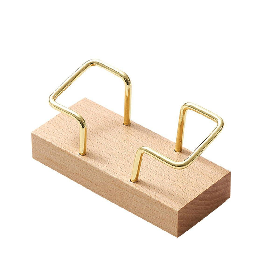 Business Card Holder Organizer Desk Display Stand Wooden Card Storage Box - Brown