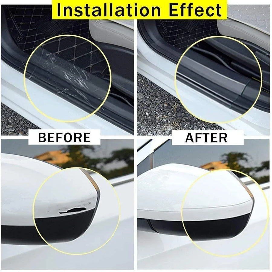 Car Door Sill Protector Edge Sticker Carbon Fiber Rubber Diy Guard Bumper Strip