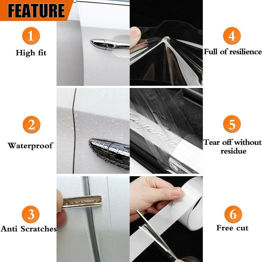 Car Door Sill Protector Edge Sticker Carbon Fiber Rubber Diy Guard Bumper Strip