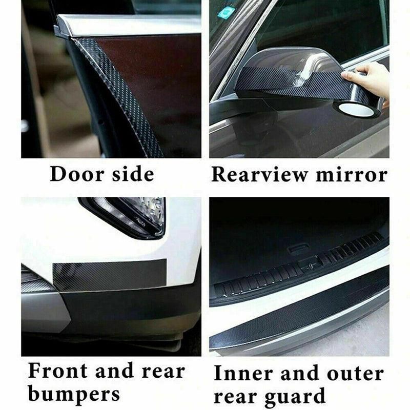 Cardoor Sill Protector Strip Carbon Fiber Bumper Sticker Rubber Trim Edge 5Cm*3M