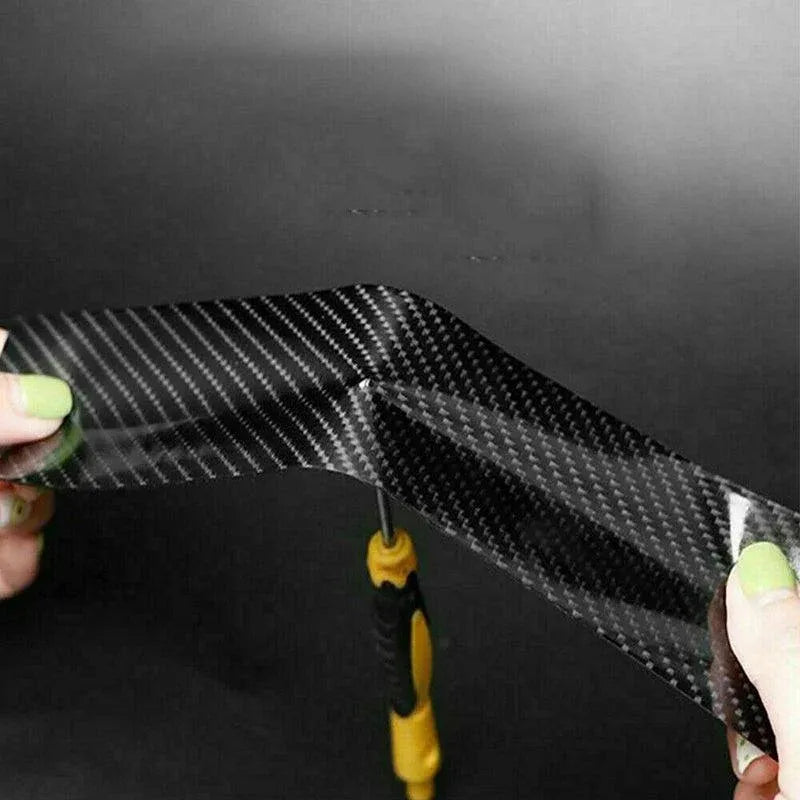 Cardoor Sill Protector Strip Carbon Fiber Bumper Sticker Rubber Trim Edge 5Cm*3M
