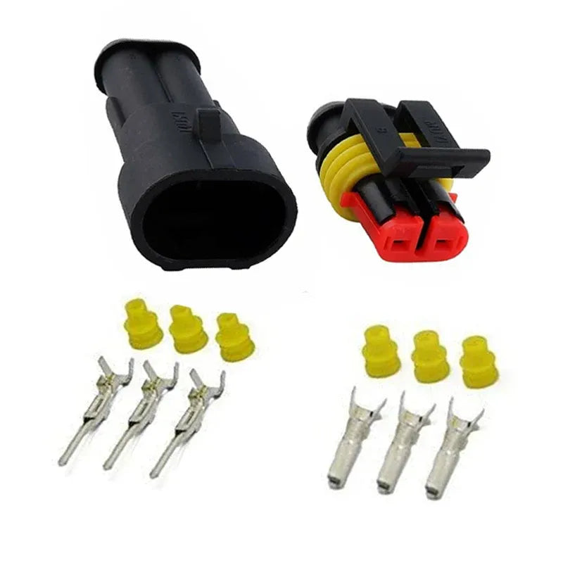 10 Set 2 Pin Waterproof Car Electrical Wire Sealed Connector Plug Cable 12V Kit