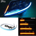 2X 60Cm Car Led Strip Drl Turn Signal Switchback Indicator Daytime Running Light