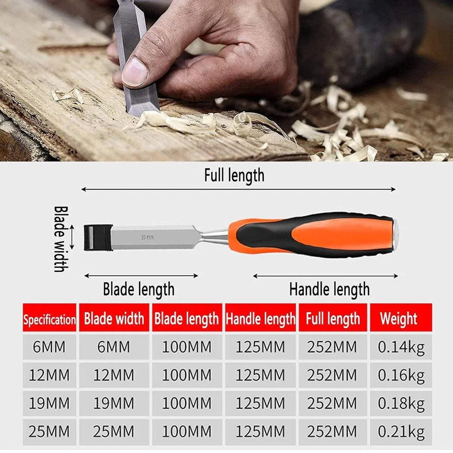 4PCS Woodworking Chisel Set Manual Carving Tools for Wood Craft DIY Projects