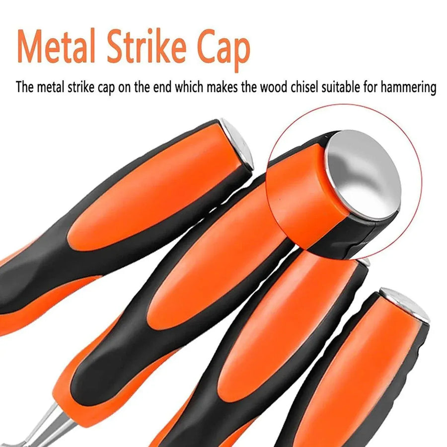 4PCS Woodworking Chisel Set Manual Carving Tools for Wood Craft DIY Projects