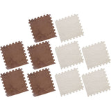Foam Floor Mats Set 10PCS Shaggy Interlocking Tiles Soft for Kids Room Play Area - Grey-White