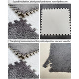 Foam Floor Mats Set 10PCS Shaggy Interlocking Tiles Soft for Kids Room Play Area - Camel-White - 45-Degree Angle