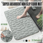 40x60cm Non-Slip Memory Foam Bath Mat Super Absorbent Floor Rug for Bathroom Use - Black