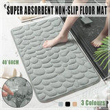 40x60cm Non-Slip Memory Foam Bath Mat Super Absorbent Floor Rug for Bathroom Use - Khaki