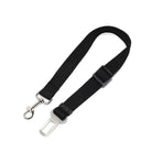 2X Adjustable Pet Travel Lead Clips with Car Buckle for Secure Restraint - Black