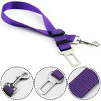 2X Adjustable Pet Travel Lead Clips with Car Buckle for Secure Restraint - Black