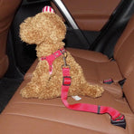 2X Adjustable Pet Travel Lead Clips with Car Buckle for Secure Restraint - Black