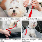 2X Adjustable Pet Travel Lead Clips with Car Buckle for Secure Restraint - Black