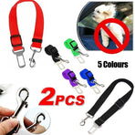 2X Adjustable Pet Travel Lead Clips with Car Buckle for Secure Restraint - Green
