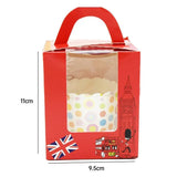 50x Assorted Color Muffin Cake Boxes with Clear Window & Handle High Quality - England style-50PCS - Low Angle