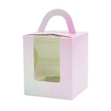 50x Assorted Color Muffin Cake Boxes with Clear Window & Handle High Quality - England style-50PCS - Side View