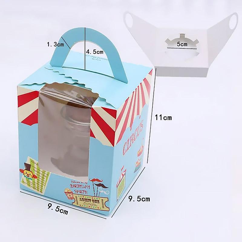 50x Assorted Color Muffin Cake Boxes with Clear Window & Handle High Quality - England style-50PCS