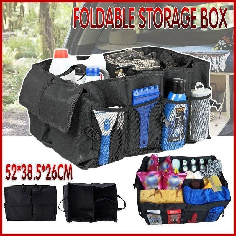Foldable Car Boot Storage Box with Compartments and Pockets for Organising Tools