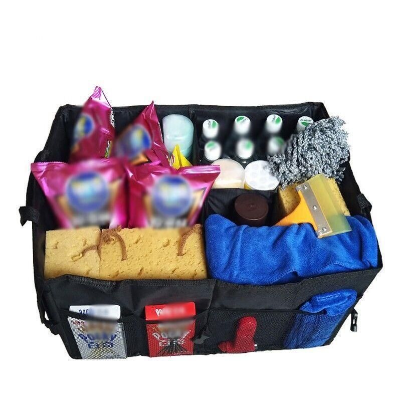 Foldable Car Boot Storage Box with Compartments and Pockets for Organising Tools
