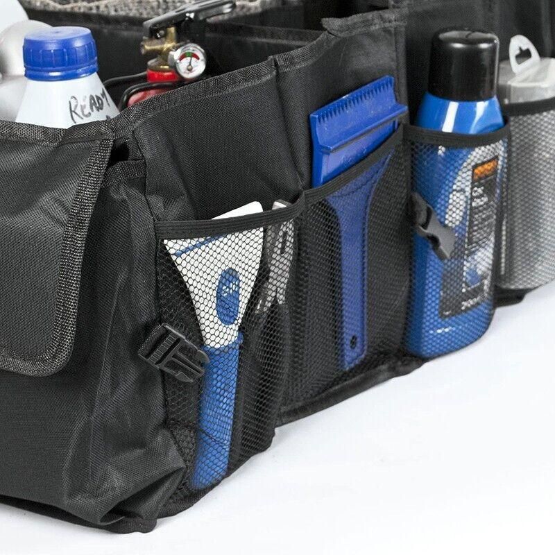 Foldable Car Boot Storage Box with Compartments and Pockets for Organising Tools