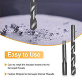 131PCS Thread Repair Kit M5 M6 M8 M10 M12 Helicoil Set with Drill and Tap Tools - Low Angle