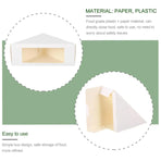 100PCS Sandwich Wedge Box Triangle Paper Container Cupcake Cake Box with Window - White