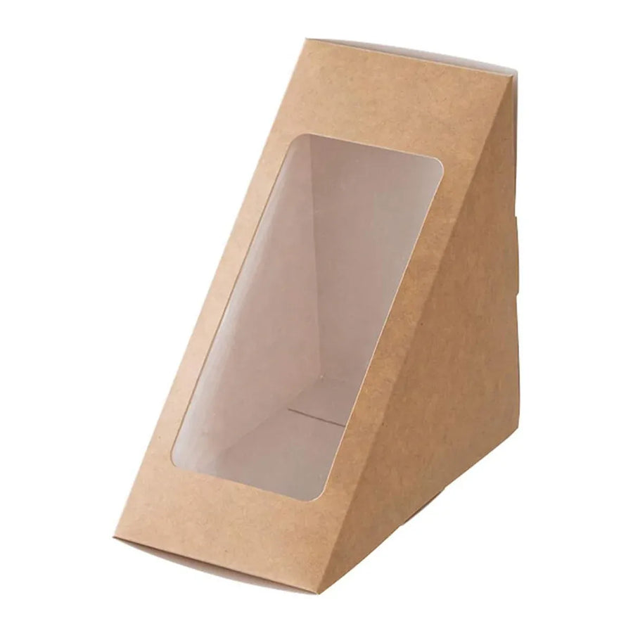 100PCS Sandwich Wedge Box Triangle Paper Container Cupcake Cake Box with Window - White