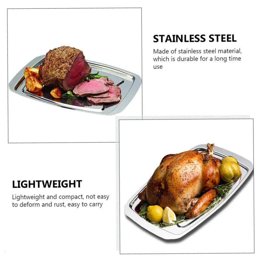 Stainless Steel Grill Plate Meat Roasting Tray with Spikes Barbecue Rack Tool