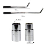 Extendable Car Wheel Brace Heavy Duty Nut Lug Wrench Sockets 17/19mm & 21/23mm - Top-Down View