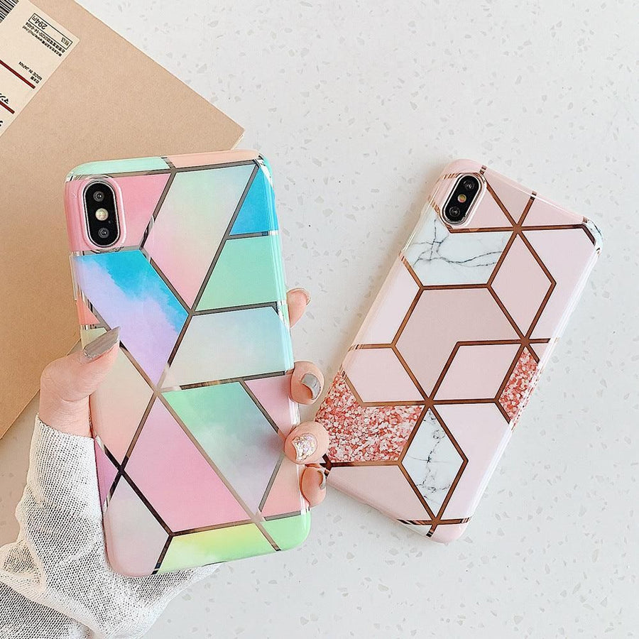 Rainbow Case for iPhone 14 13 12 11 Pro Max XR XS Marble Phone Shockproof Cover Silicone - For iphone XS Max