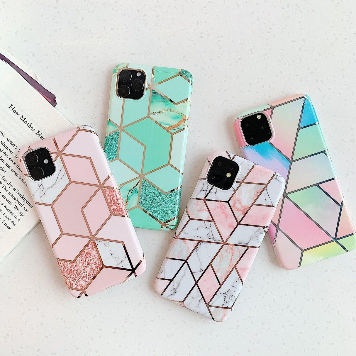 Rainbow Case for iPhone 14 13 12 11 Pro Max XR XS Marble Phone Shockproof Cover Silicone - For iphone 11