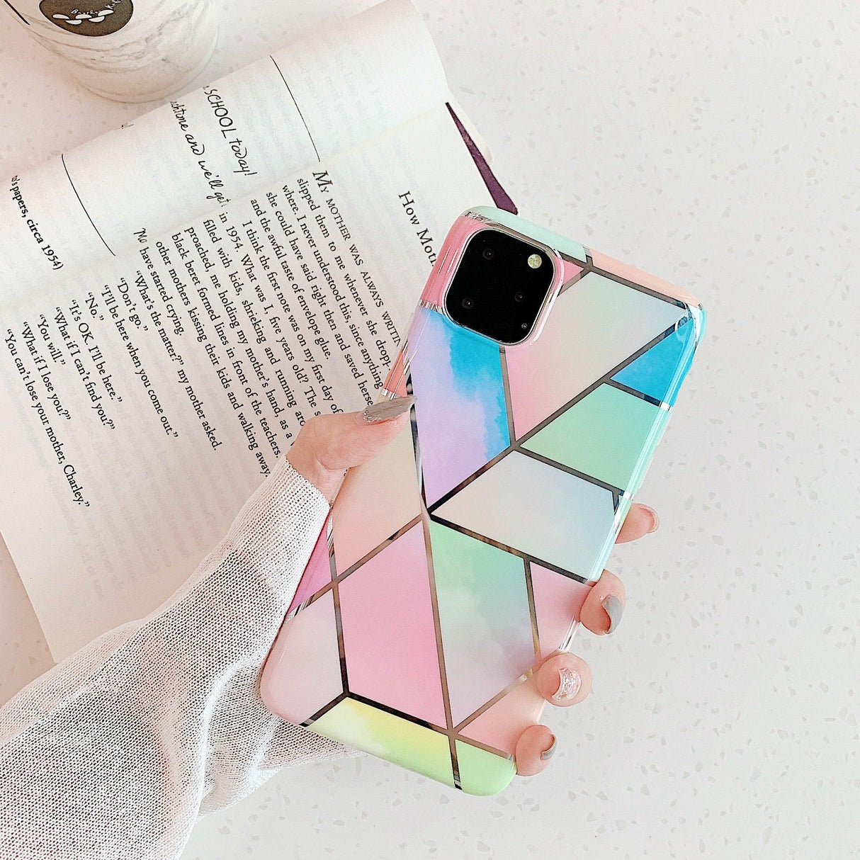 Rainbow Case for iPhone 14 13 12 11 Pro Max XR XS Marble Phone Shockproof Cover Silicone - For iphone 11