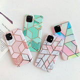 Rainbow Case for iPhone 14 13 12 11 Pro Max XR XS Marble Phone Shockproof Cover Silicone - For iphone 12 Pro Max
