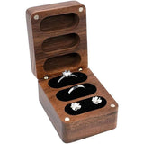 Wooden Ring Jewellery Box High Storage Box with Three Compartments for Rings - Front View