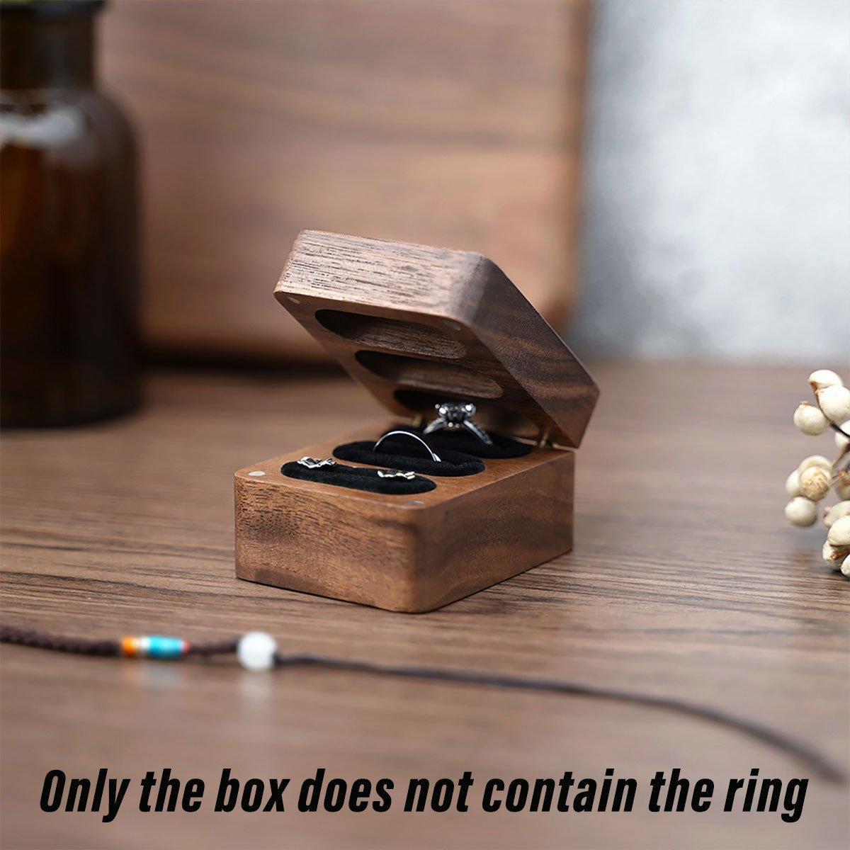 Wooden Ring Jewellery Box High Storage Box with Three Compartments for Rings