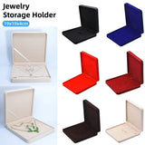 Flannel Jewelry Gift Box Necklace Ring Earring Bracelet Storage Display Case - Blue - Front View