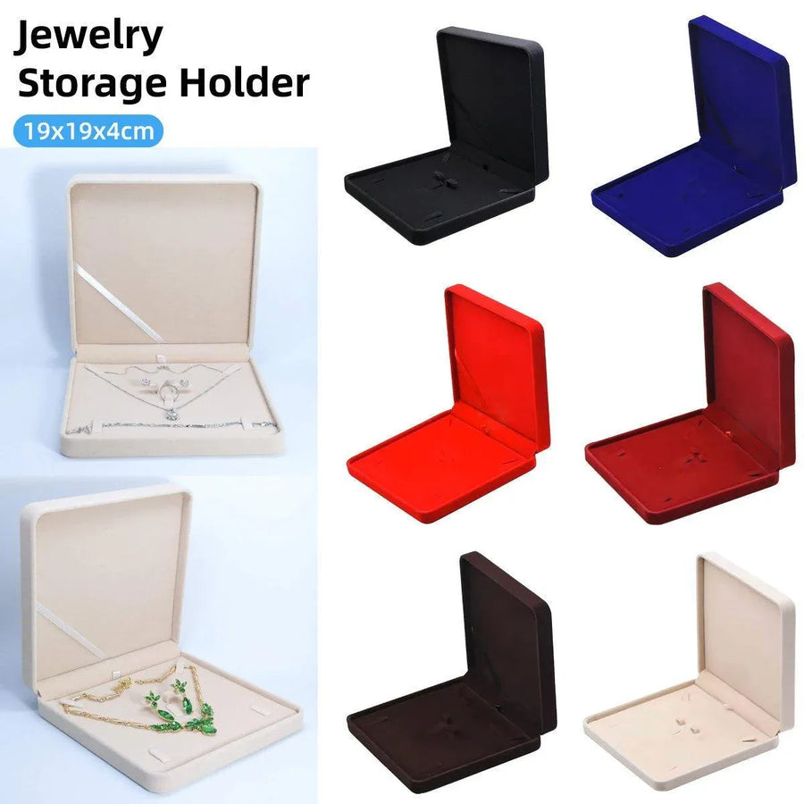 Flannel Jewelry Gift Box Necklace Ring Earring Bracelet Storage Display Case - Dark Grey