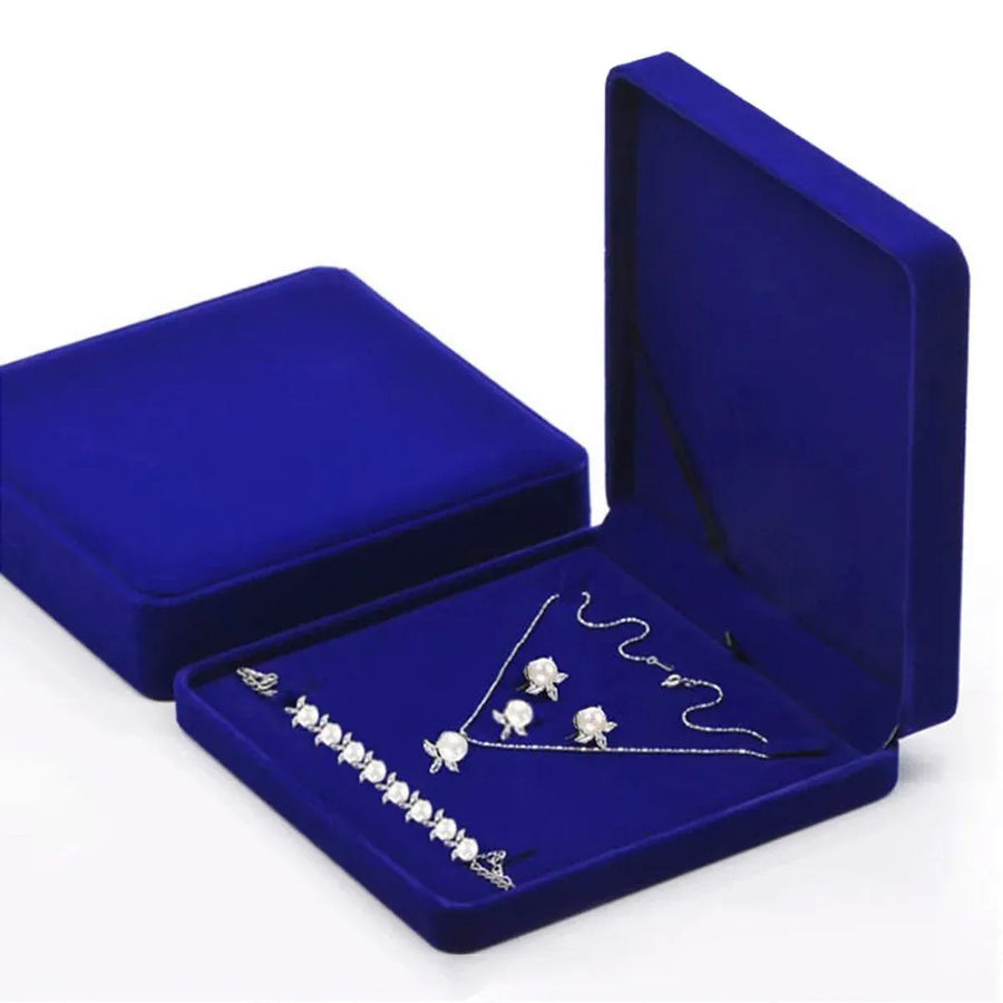 Flannel Jewelry Gift Box Necklace Ring Earring Bracelet Storage Display Case - Dark Grey