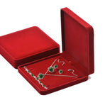 Flannel Jewelry Gift Box Necklace Ring Earring Bracelet Storage Display Case - Red