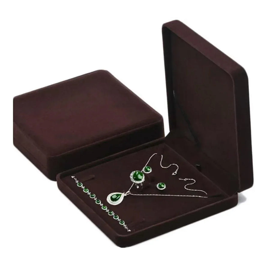 Flannel Jewelry Gift Box Necklace Ring Earring Bracelet Storage Display Case - Red
