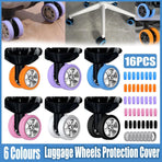 16PCS Silicone Luggage Wheels Cover Caster Shoes Wheel Protector for Luggage - Black