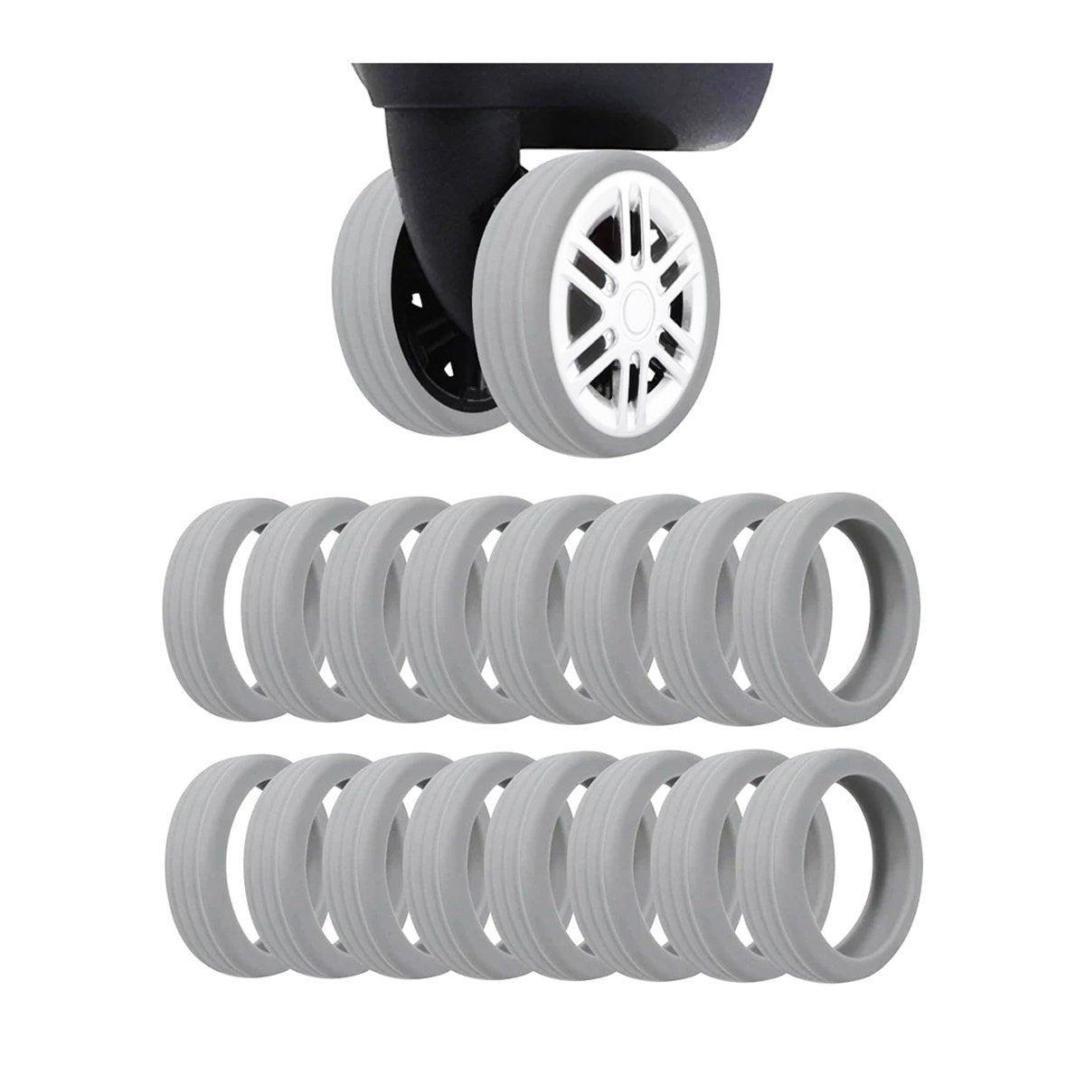16PCS Silicone Luggage Wheels Cover Caster Shoes Wheel Protector for Luggage - Black