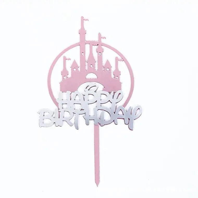Up to 20pcs Princess Cake Topper Castle Cupcake Party Birthday Supplies Pink - 1pc