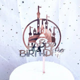 Up to 20pcs Princess Cake Topper Castle Cupcake Party Birthday Supplies Pink - 1pc - Rear View