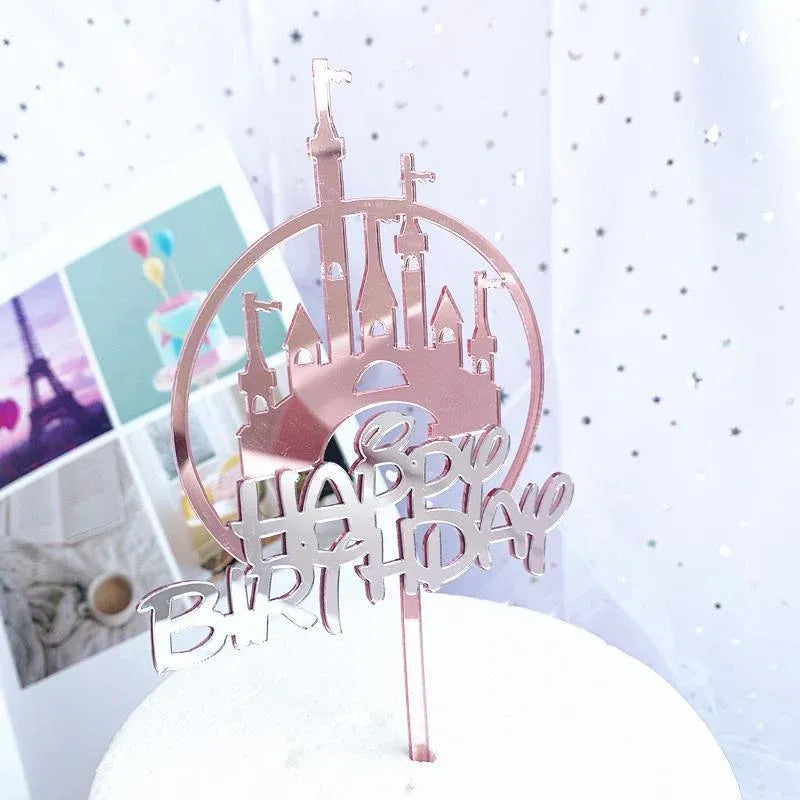 Up to 20pcs Princess Cake Topper Castle Cupcake Party Birthday Supplies Pink - 1pc
