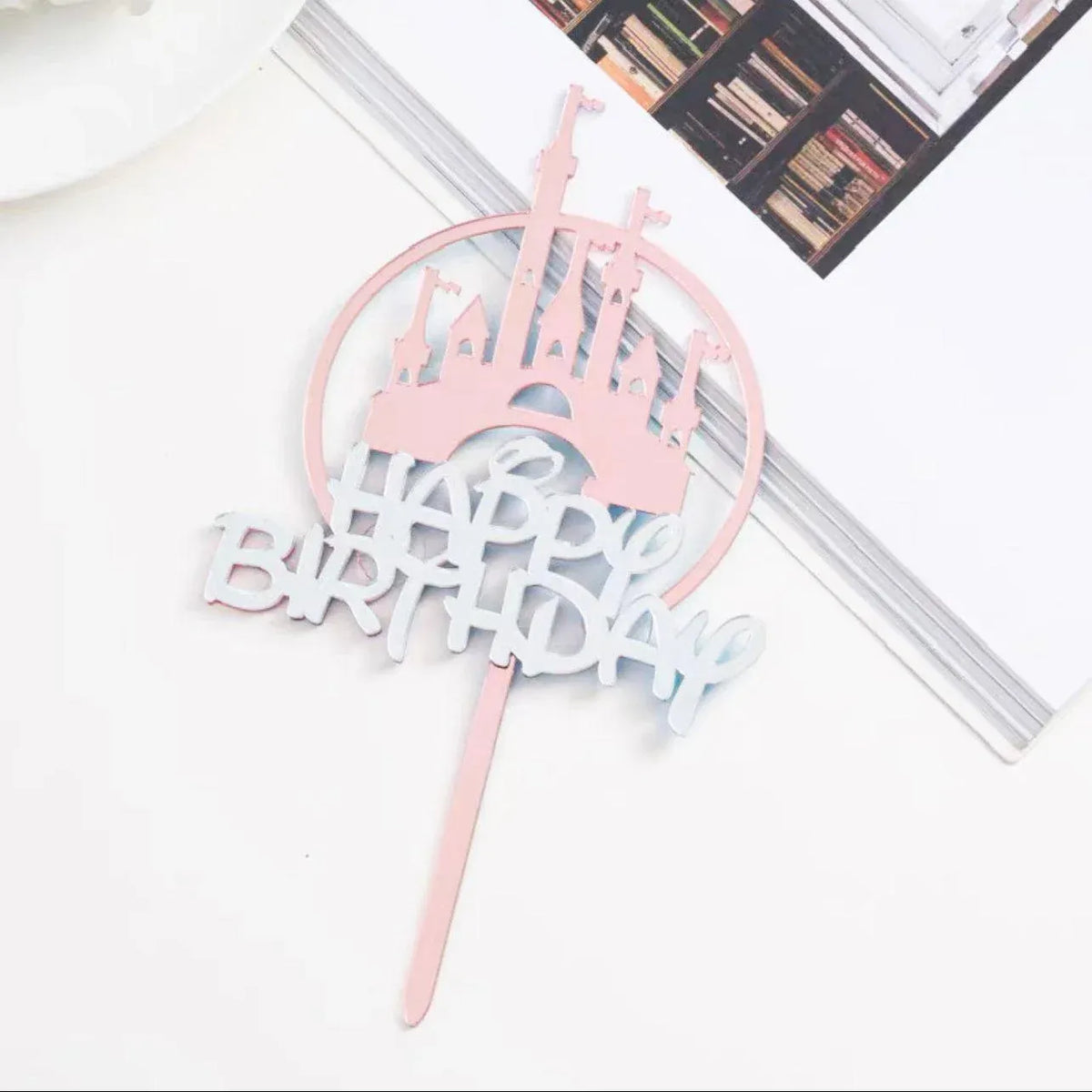 Up to 20pcs Princess Cake Topper Castle Cupcake Party Birthday Supplies Pink - 1pc
