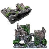 Aquarium Fish Tank Ornament Decor Landscape Ancient Castle Tower Hide Cave Resin - Front View