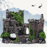 Aquarium Fish Tank Ornament Decor Landscape Ancient Castle Tower Hide Cave Resin - Side View